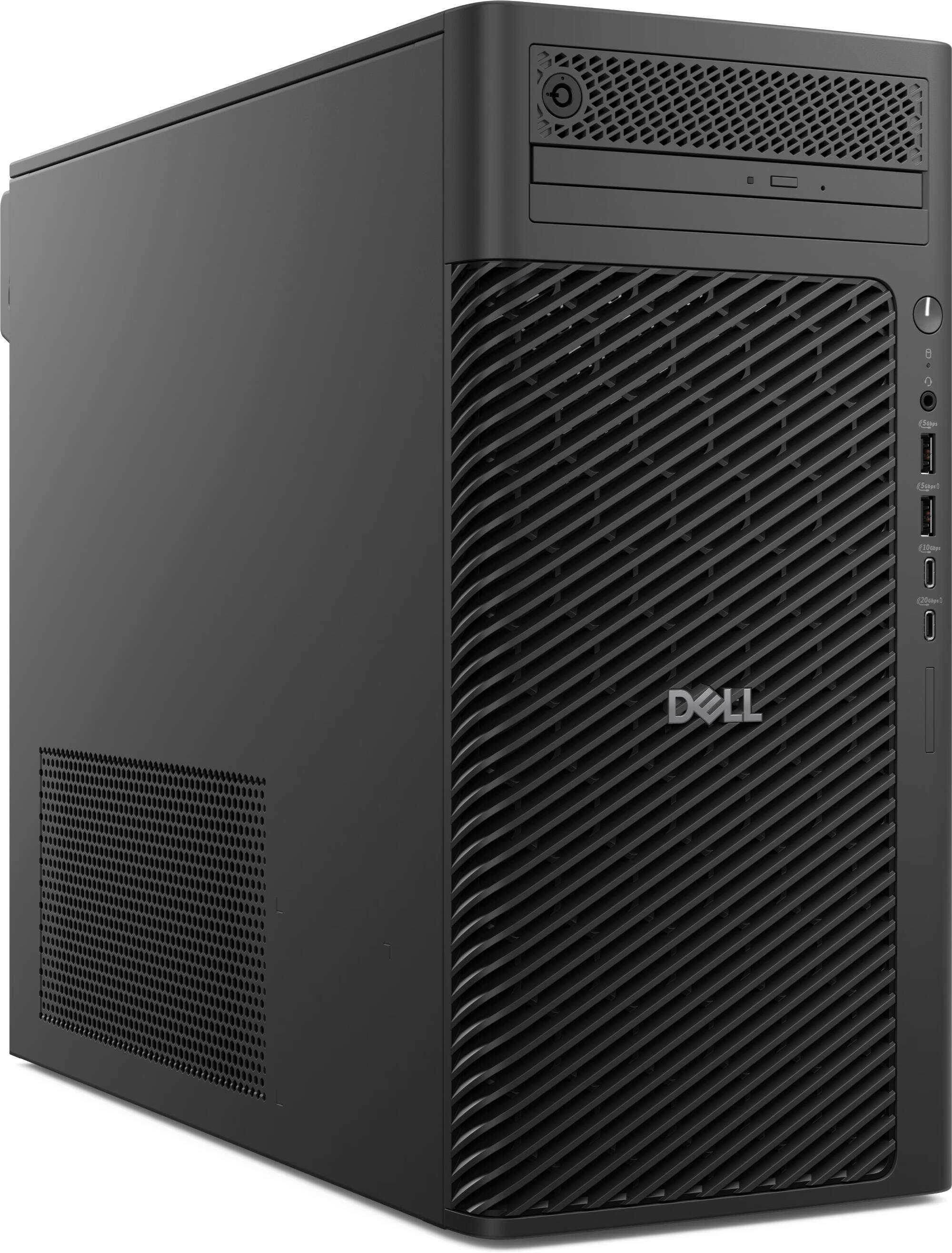 front view of the Dell research desktop computer showing ports, cd drive and power button